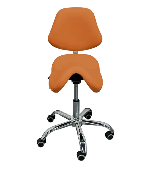 SADDLE 21, pracovní židle sedlová, ekokůže mandarinková